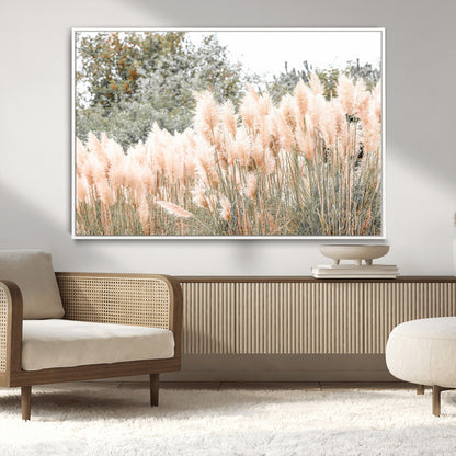 21826392-MGV-CV-36X24-Pampas Grass Wall Art Canvas Print, Framed Soft Pampas Art Picture Print, Pastel Grasses Perfect Soft Neutral Boho Decor Artwork