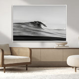 24029476-MGV-CV-36X24-Black Wave Wall Art Canvas Print, Framed Abstract Surf Art Picture Print, Minimalist Ocean Perfect Minimalist Coastal Decor