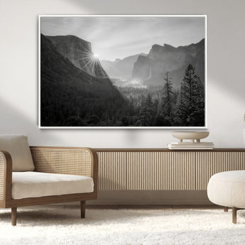 39278955-MGV-CV-36X24-Yosemite Valley Wall Art Canvas Print, Framed El Capitan Art Picture Print, Misty Mountain Perfect Modern Rustic Decor Artwork