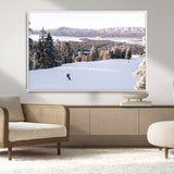 79857868-MGV-CV-36X24-Snowy Mountain Wall Art Canvas Print, Framed Ski Slope Art Picture Print, Winter Forest Perfect Modern Rustic Decor Artwork
