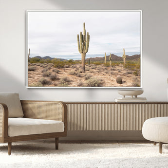 96147924-MGV-CV-36X24-Saguaro Cactus Wall Art Canvas Print, Framed Desert Cactus Art Picture Print, Earthy Desert Perfect Southwestern Boho Decor