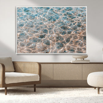 26580287-MGV-CV-36X24-Clear Water Wall Art Canvas Print, Framed Sunlit Ripples Art Picture Print, Ocean Texture Perfect Modern Coastal Decor Artwork