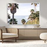 51404565-MGV-FC-36X24_White-Palm Trees Wall Art Canvas Print, Framed Ocean Breeze Art Picture Print, Coastal View Perfect Tropical Coastal Decor Artwork