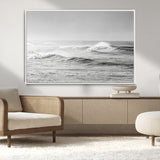 98634812-MGV-CV-36X24-Black and White Ocean Waves Wall Art – Minimalist Sea Canvas Print, Coastal Photography Decor for Living Room, Bedroom or Office