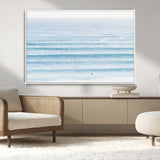 77145995-MGV-CV-36X24-Ocean Simplicity Wall Art Canvas Print, Framed Surfer on Water Art Picture Print, Light Blue Perfect Coastal Minimalist Decor