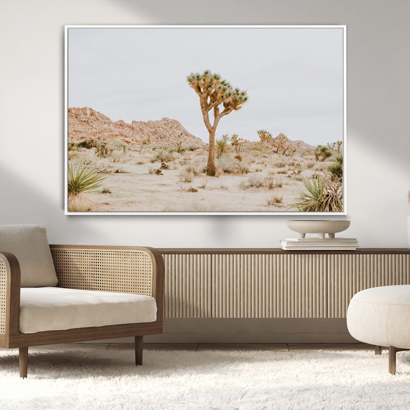 67109959-MGV-CV-36X24-Joshua Tree Wall Art Canvas Print, Framed Neutral Desert Art Picture Print, Earthy Landscape Perfect Neutral Boho Decor Artwork