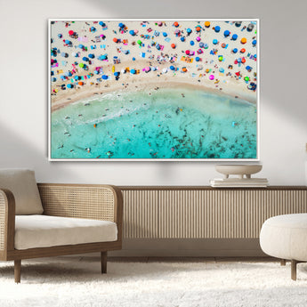 76172085-MGV-CV-36X24-Tropical Shoreline Wall Art Canvas Print, Framed Beach Relaxing Art Picture Print, Aerial Summer Perfect Coastal Vibrant Decor