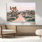 12540952-MGV-FC-36X24_White-Joshua Tree Park Wall Art Canvas Print, Framed Desert Road Art Picture Print, Sunset Drive Perfect Southwestern Boho Decor Artwork