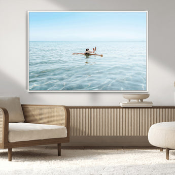 32624554-MGV-CV-36X24-Swimming Relaxation Wall Art Canvas Print, Framed Peaceful Water Art Picture Print, Clear Sea Perfect Minimalist Aquatic Decor