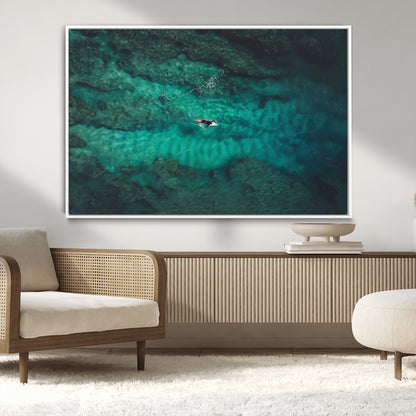 93287752-MGV-CV-36X24-Ocean Surf Wall Art Canvas Print, Framed Blue Waters Art Picture Print, Vibrant Seascape Perfect Coastal Adventure Decor Artwork