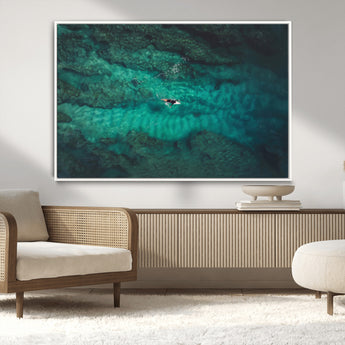 93287752-MGV-CV-36X24-Ocean Surf Wall Art Canvas Print, Framed Blue Waters Art Picture Print, Vibrant Seascape Perfect Coastal Adventure Decor Artwork