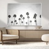 62298277-MGV-CV-36X24-Monochrome Palms Wall Art Canvas Print, Framed Minimalist Trees Art Picture Print, Silhouetted Palms Perfect Tropical Minimalist
