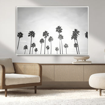 62298277-MGV-CV-36X24-Monochrome Palms Wall Art Canvas Print, Framed Minimalist Trees Art Picture Print, Silhouetted Palms Perfect Tropical Minimalist