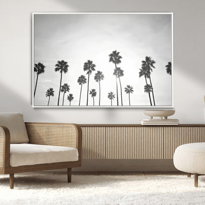 62298277-MGV-CV-36X24-Monochrome Palms Wall Art Canvas Print, Framed Minimalist Trees Art Picture Print, Silhouetted Palms Perfect Tropical Minimalist