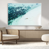 33764764-MGV-CV-36X24-Minimal Beach Wall Art Canvas Print, Framed Ocean Swimming Art Picture Print, Clear Ocean Perfect Minimal Coastal Decor Artwork