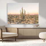 76234974-MGV-CV-36X24-Desert Cactus Wall Art Canvas Print, Framed Baja Desert Art Picture Print, Pastel Desert Perfect Southwestern Boho Decor Artwork