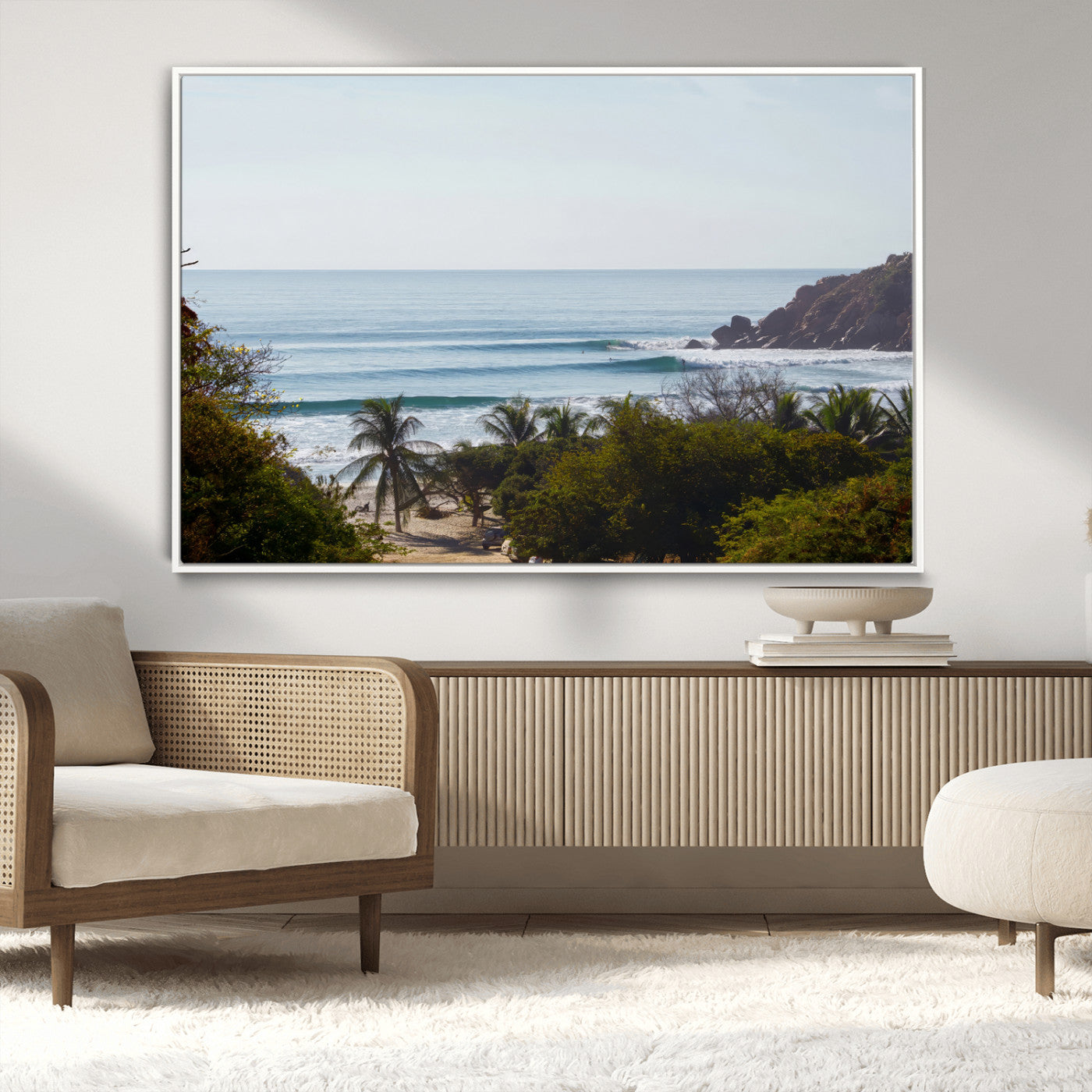 88336640-MGV-CV-36X24-Tropical Beach Scene Wall Art Canvas Print, Framed Coastal Photography Art Picture Print, Ocean Horizon Art Perfect Coastal Boho