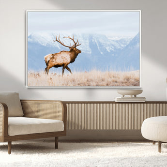96024025-MGV-CV-36X24-Elk Photography Wall Art Canvas Print, Framed Mountain Wildlife Art Picture Print, Rustic Lodge Decor Perfect Rustic Lodge Decor
