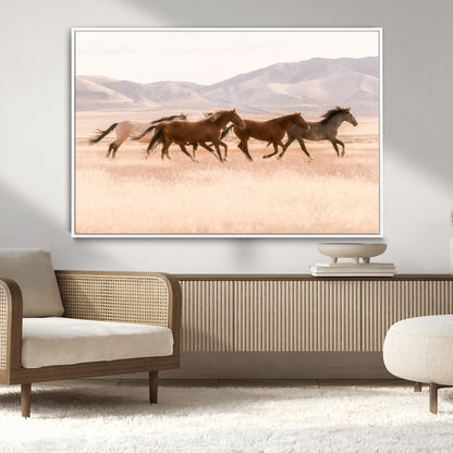 83644685-MGV-FC-36X24_White-Wild Horse Art Wall Art Canvas Print, Framed Rustic Western Art Picture Print, Desert Horse Scene Perfect Rustic Western Decor