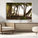 92093951-MGV-CV-36X24-Tropical Jungle Wall Art Canvas Print, Framed Palm Tree Forest Art Picture Print, Coastal Escape Perfect Jungle Retreat Decor