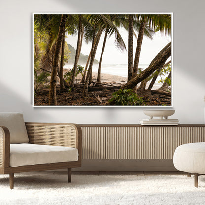 92093951-MGV-CV-36X24-Tropical Jungle Wall Art Canvas Print, Framed Palm Tree Forest Art Picture Print, Coastal Escape Perfect Jungle Retreat Decor