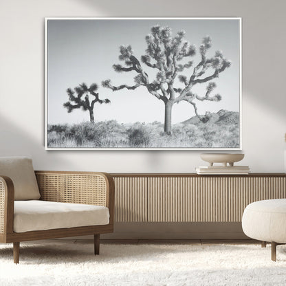 29996209-MGV-CV-36X24-Joshua Tree Art Wall Art Canvas Print, Framed Black White Landscape Art Picture Print, Desert Tree Decor Perfect Southwestern Boho