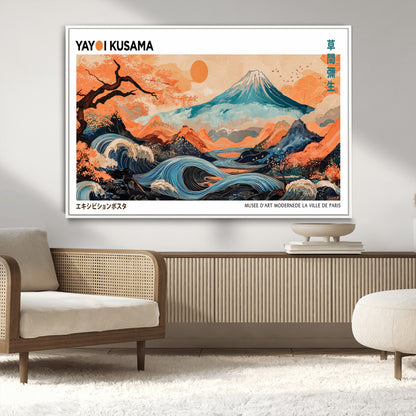 88785870-MGV-CV-36X24-Japanese Great Wave & Mt Fuji Wall Art – Ukiyo e Style Landscape Print with Flowing River, Autumn Mountain Poster, Oriental Asian