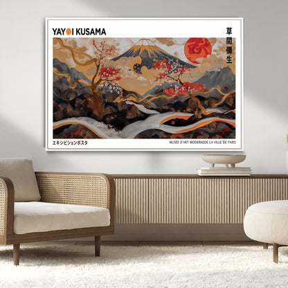 85375874-MGV-CV-36X24-Mount Fuji Abstract Wall Art – Japanese Landscape Canvas Print, Cherry Blossom & Red Sun Painting, Elegant Modern Zen Asian Home