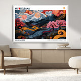 43879290-MGV-CV-36X24-Japanese Abstract Wall Art – Mount Fuji Cherry Blossom Canvas Print, Modern Asian Inspired Landscape Decor for Living Room,