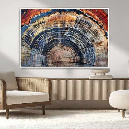 38987581-MGV-CV-36X24-Tree Ring Art Wall Art Canvas Print, Framed Rustic Wall Decor Art Picture Print, Nature Grain Print Perfect Modern Rustic Decor