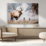 70489411-MGV-CV-36X24-Elk Photography Wall Art Canvas Print, Framed Mountain Wildlife Art Picture Print, Rustic Nature Decor Perfect Rustic Lodge Decor