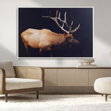 89239257-MGV-CV-36X24-Bull Elk Decor Wall Art Canvas Print, Framed Elk Photography Art Picture Print, Rustic Wildlife Perfect Rustic Lodge Decor Artwork