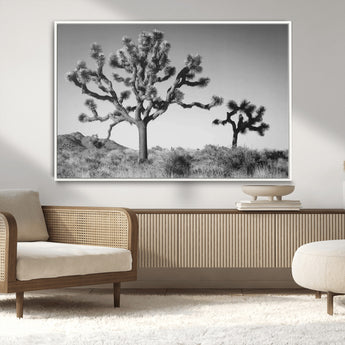 93692513-MGV-CV-36X24-Joshua Tree Wall Art Canvas Print, Framed Monochrome Desert Art Picture Print, Minimalist Nature Scene Perfect Southwestern