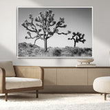 93692513-MGV-CV-36X24-Joshua Tree Wall Art Canvas Print, Framed Monochrome Desert Art Picture Print, Minimalist Nature Scene Perfect Southwestern