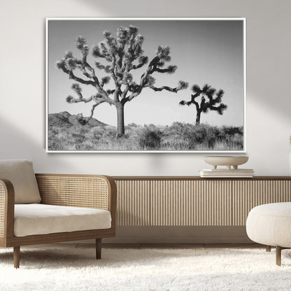 93692513-MGV-CV-36X24-Joshua Tree Wall Art Canvas Print, Framed Monochrome Desert Art Picture Print, Minimalist Nature Scene Perfect Southwestern