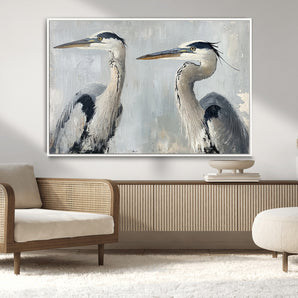 19427826-MGV-CV-36X24-Bird Canvas Decor Wall Art Canvas Print, Framed Coastal Bird Pair Art Picture Print, Minimalist Wildlife Wall Perfect Coastal