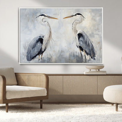 90806932-MGV-CV-36X24-Heron Wall Art Wall Art Canvas Print, Framed Bird Canvas Decor Art Picture Print, Nature Inspired Perfect Coastal Minimalist Decor