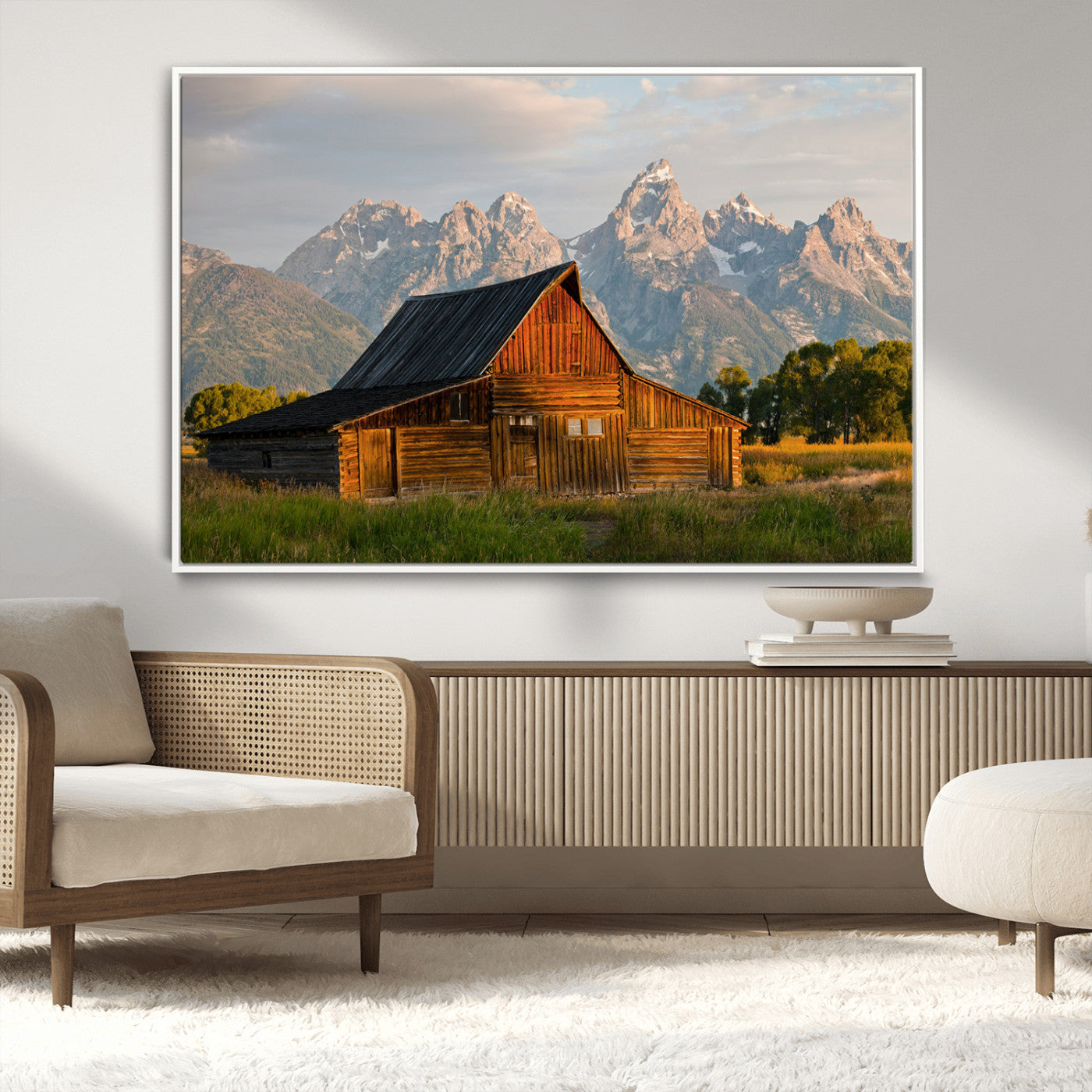 31771014-MGV-CV-36X24-Rustic Barn Wall Art Canvas Print, Framed Western Landscape Art Picture Print, Farmhouse Style Perfect Rustic Farmhouse Decor