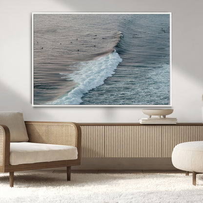23077324-MGV-CV-36X24-Ocean Waves Wall Art Canvas Print, Framed Coastal Serenity Art Picture Print, Surf Aesthetic Perfect Modern Coastal Decor Artwork