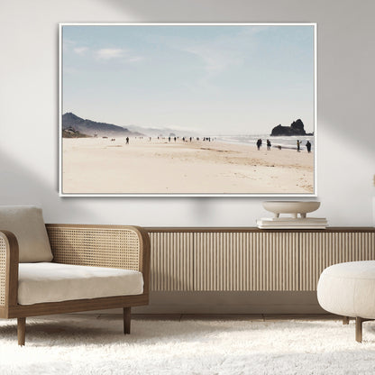 28307820-MGV-FC-36X24_White-Minimalist Beach Wall Art Canvas Print, Framed Coastal Serenity Art Picture Print, Soft Sand Perfect Modern Coastal Decor Artwork