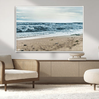 81812590-MGV-CV-36X24-Ocean Wall Art Wall Art Canvas Print, Framed Coastal Canvas Art Picture Print, Moody Seascape Perfect Coastal Minimalist Decor