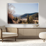 52941305-MGV-CV-36X24-Rustic Landscape Wall Art Canvas Print, Framed Serene Valley Art Picture Print, Pine Tree Horizon Perfect Rustic Cabin Decor