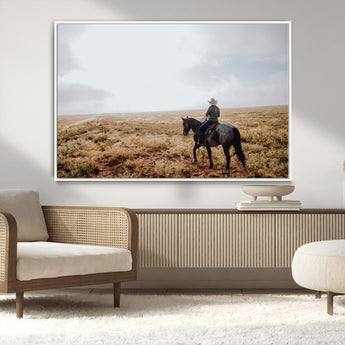 57597730-MGV-CV-36X24-Cowboy Wall Art Wall Art Canvas Print, Framed Western Canvas Art Picture Print, Rustic Ranch Scene Perfect Rustic Western Decor