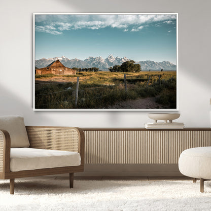 92497443-MGV-CV-36X24-Rustic Farmhouse Wall Art Canvas Print, Framed Mountain Cabin Art Picture Print, Western Landscape Perfect Rustic Farmhouse Decor
