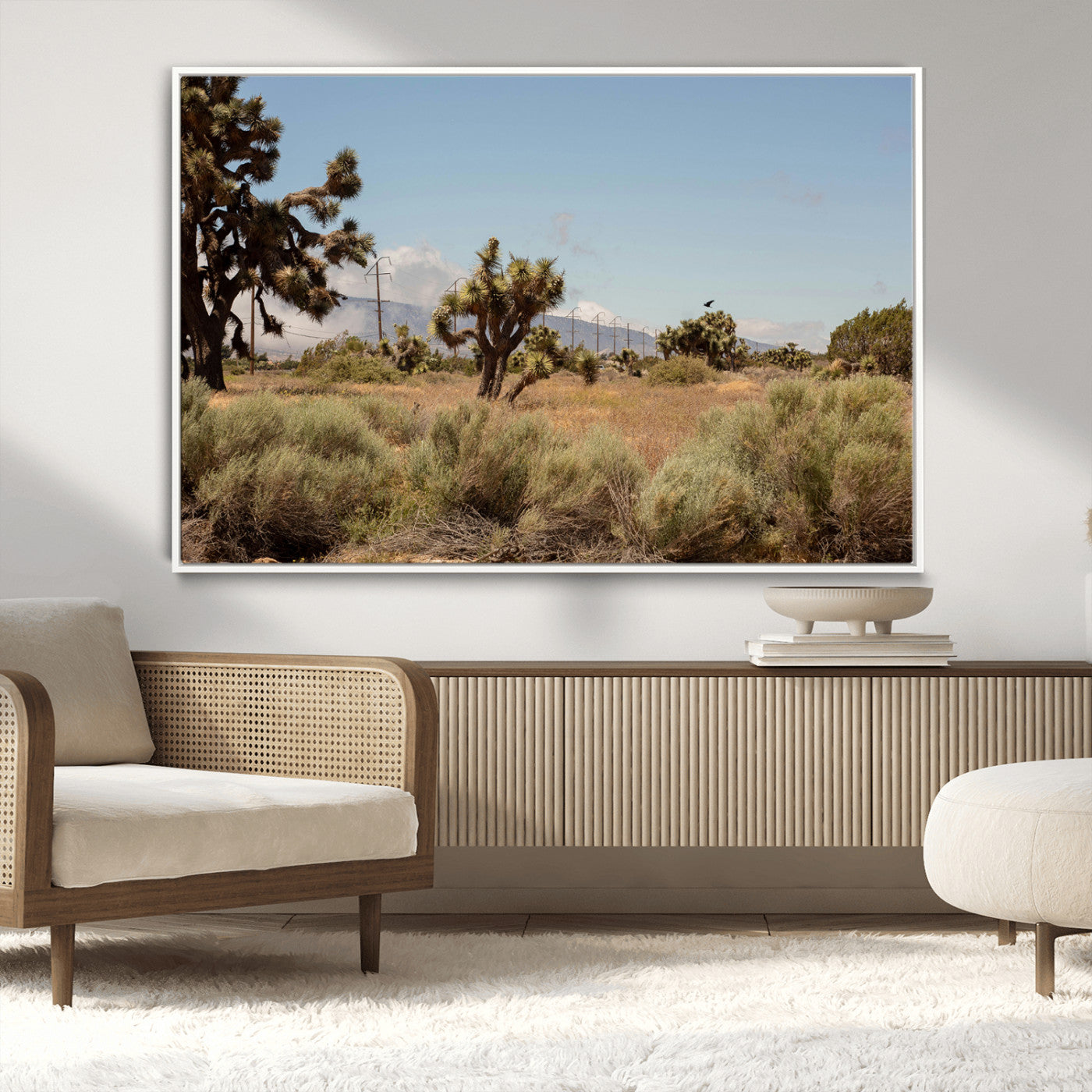 16114018-MGV-CV-36X24-Joshua Tree Wall Art Canvas Print, Framed Desert Landscape Art Picture Print, Mountain Horizon Perfect Southwestern Boho Decor