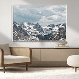 94074619-MGV-CV-36X24-Snowy Peaks Wall Art Canvas Print, Framed Alpine Wilderness Art Picture Print, Mountain Escape Perfect Winter Serenity Decor