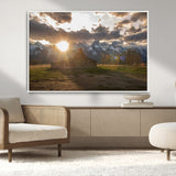 52555760-MGV-CV-36X24-Snowy Peaks Wall Art Canvas Print, Framed Nature Escape Art Picture Print, Rustic Charm Perfect Rustic Western Decor Artwork