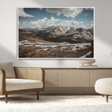 44565953-MGV-CV-36X24-Mountain Landscape Wall Art Canvas Print, Framed Snowy Peaks Art Picture Print, Rugged Highlands Perfect Rustic Adventure Decor