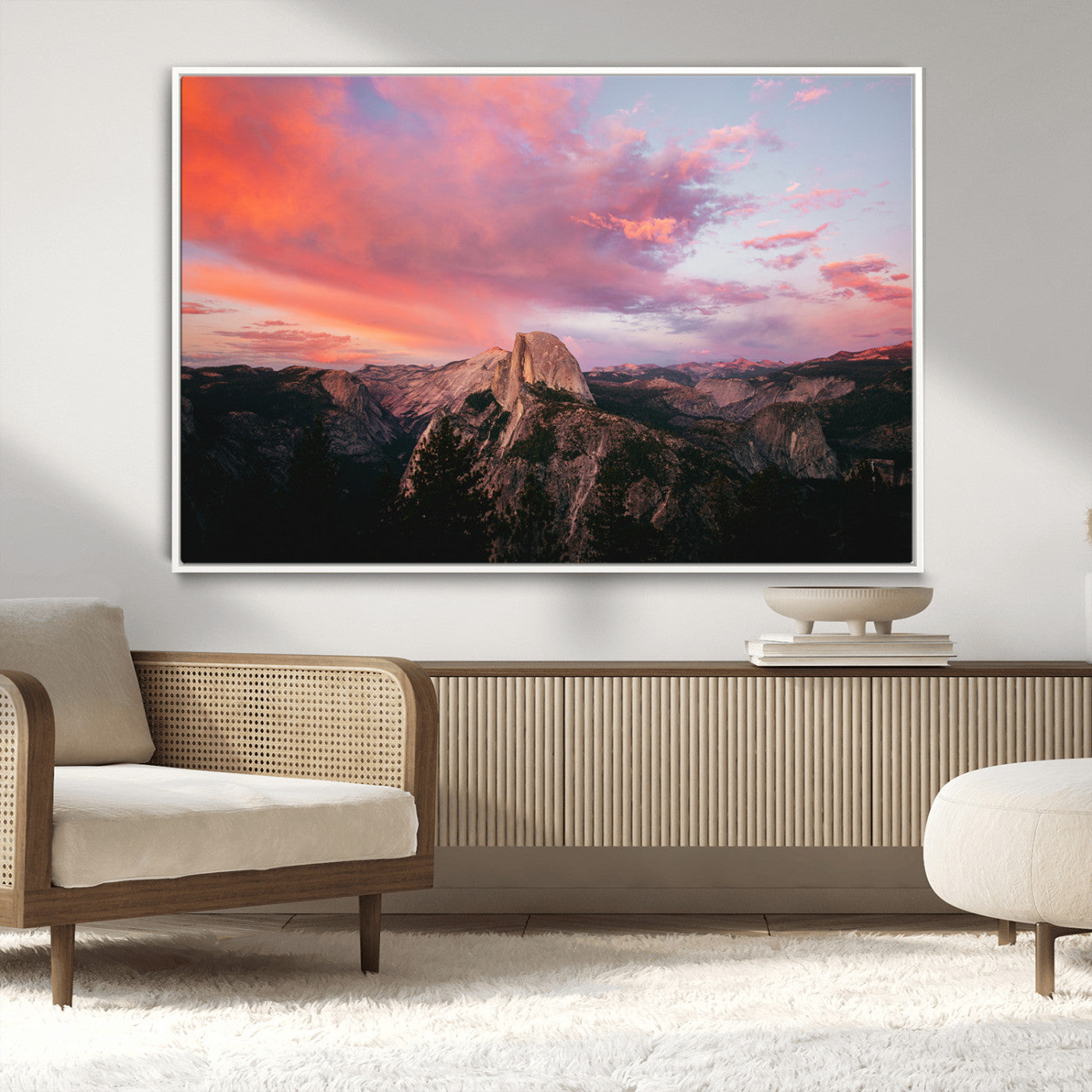 32786115-MGV-CV-36X24-Half Dome Wall Art Canvas Print, Framed Yosemite National Park Art Picture Print, Dramatic Sunset Perfect Adventurous Wilderness