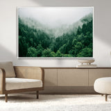 45265379-MGV-CV-36X24-Misty Forest Wall Art – Green Mountain Pine Tree Landscape Canvas Print, Nature Photography Artwork Home Decor for Bedroom, Living